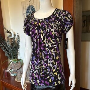 NWt Style&Co size small Women's Purple Leopard Print Top